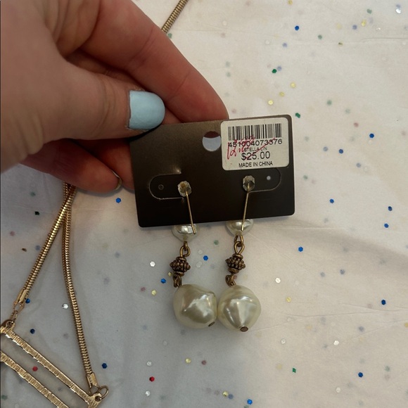 Chico's Pearl Tassel Necklace with Gold-Tone Chain - Cream & Gold - Picture 7 of 7